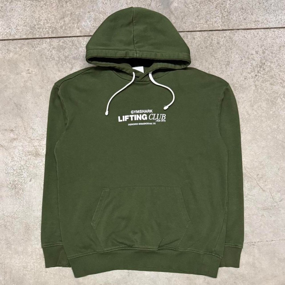 Gym Shark Lifting Club Olive Green Workout Hoodie Sz Small